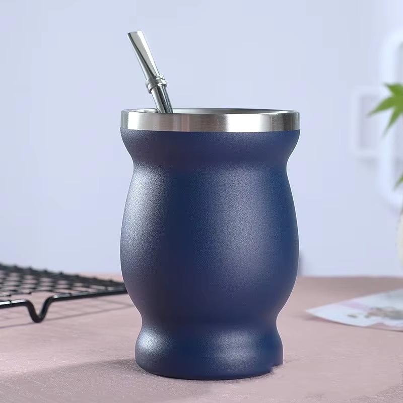 Sada šálku na Yerba Maté 240 ml Nerezová ocel Obsahuje dvojitý čisticí kartáček Slámka Izolovaný šálek proti opaření Domácí čajová souprava