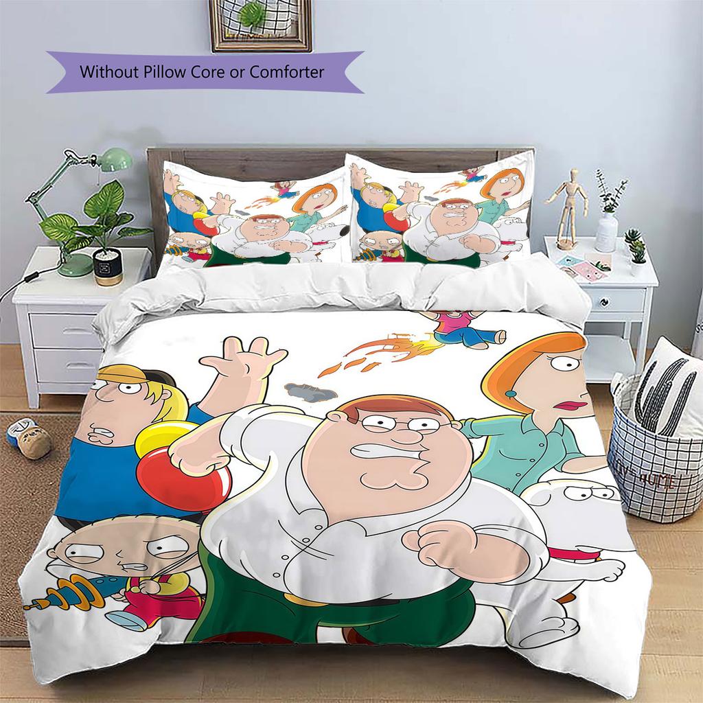 Rodinný typ Vzor Povlečení Sada prošívaných dek Quilt Cover Povlak na polštář Domácí dekorace Dárek k narozeninám (1 * povlak na peřinu + 2 * povlak na polštář, bez jádra)