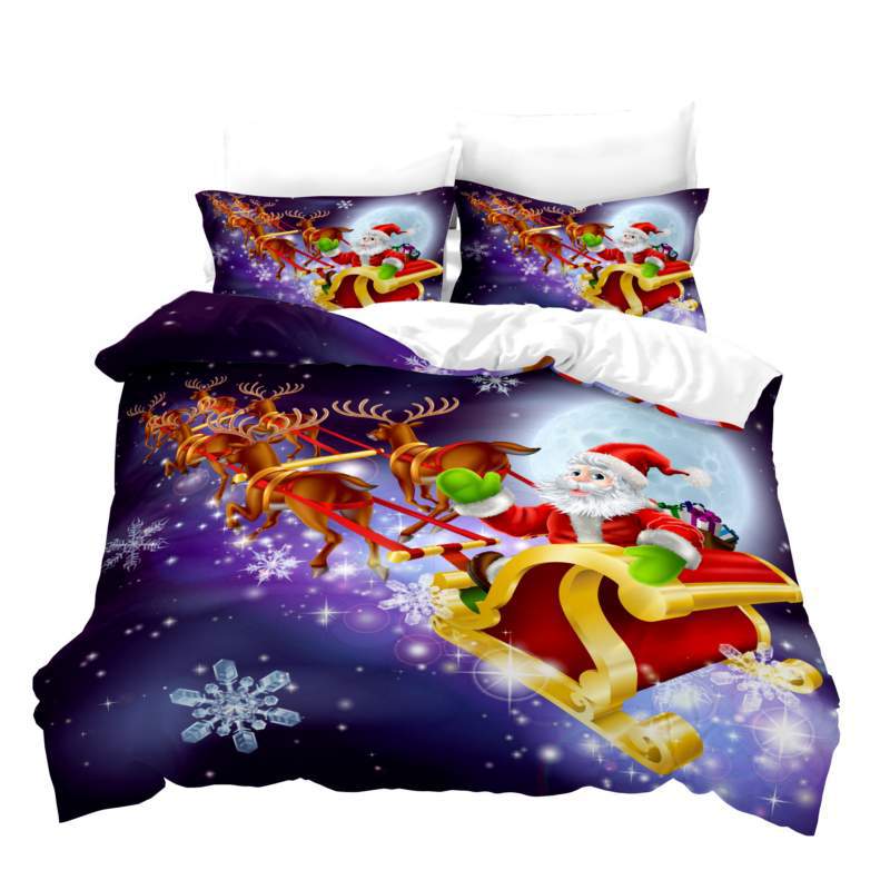 Santa Claus 3D Digital Printing Quilt Set Three-Piece Set