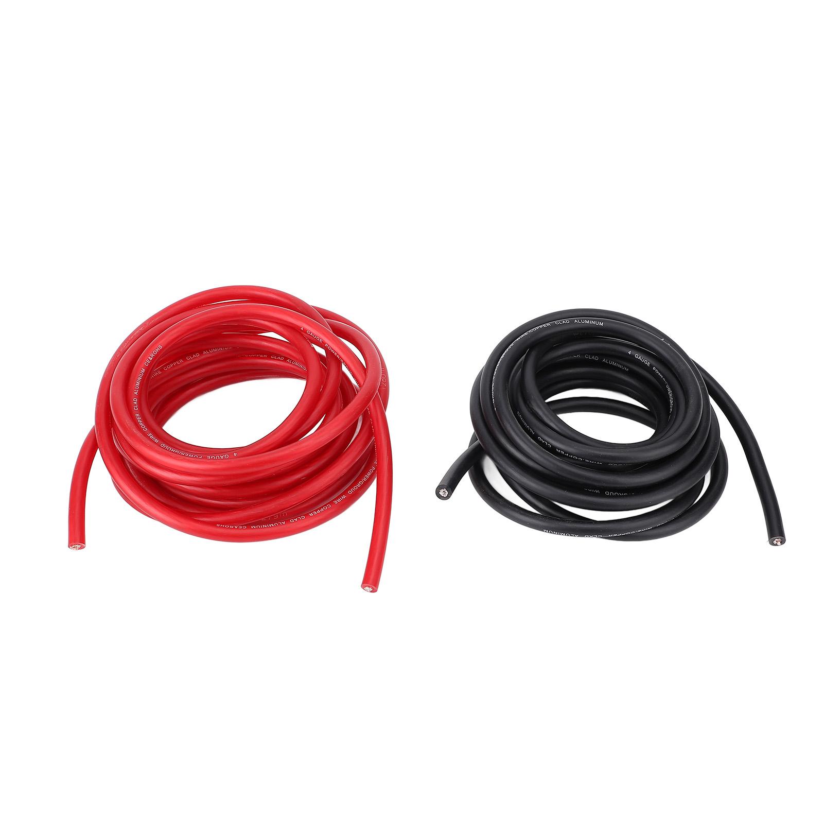 

4AWG 20ft Power Cable with Line Tail Heat Shrink Tube Black Red Flexible Power Ground Wire Kit for Car Radio Speaker