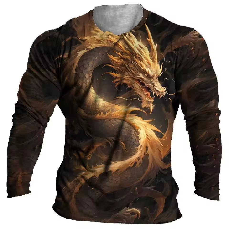 3D Print Cats Graphic Men's T-Shirts Fashion Creative Design Long Sleeve Round Neck Pullover Tops Autumn Casual Comfortable Tees