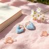 French-style blue heart ear clip for women, niche design earrings, daily fashion, minimalist, cool style