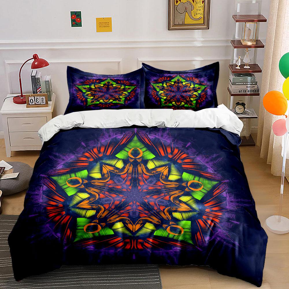 "Mandala Art Decoration Set" Bedding Set with 1 Duvet Cover 2 Pillowcases Single Double King Queen, Gift