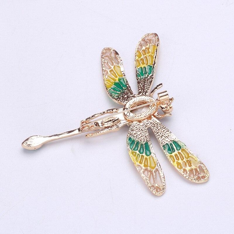 Blucome New Diamond-encrusted Dragonfly Brooch Female European Fashion All-match Alloy Dripping Oil Insect Brooch
