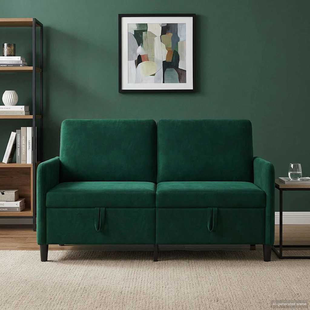 Storage Sofa in Dark Green 152 x 78 x 87 cm Polyester