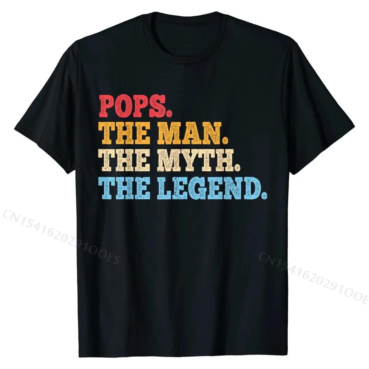 

Funny Father, Dad & Grandpa Shirt -Pops The Man The Myth Tee T-Shirt Plain Casual T Shirts Cotton Tees for Men Gift XL