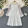 Bohemsk Kjole Dame 2024 O-hals Etnisk Stil Broderi A-linje Vestidos Retro Fransk Chic Folder Kjoler Sommer Dropshipping