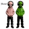 Collectible Alien Art 3D Printed Figurine with Hoodie And Headphone, Trendy Desktop Aesthetic Room Embellishments Ornament, Cyber Style Statue