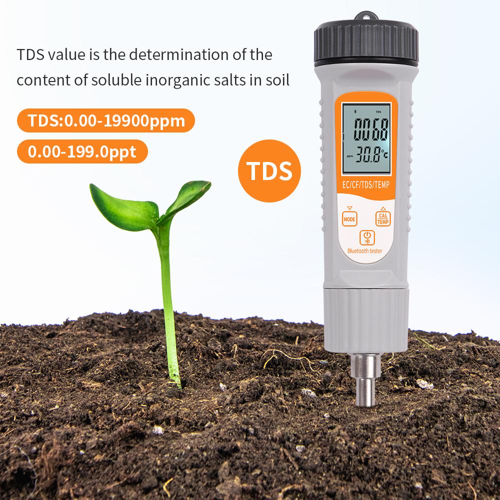 Smart Tuya Soil EC Meter Bluetooth Soil Conductivity Tester Temperature TDS CF Analyzer for Hydroponics Planting Garden Farmland