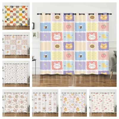 Curtain Cute Illustration Curtain Digital Printing Blackout Curtain No Punching