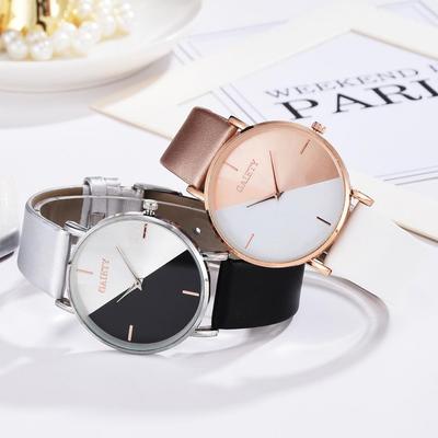 Women's Two-Tone Fashion Student Quartz Watch – Hong Kong Style, Color-Block Design