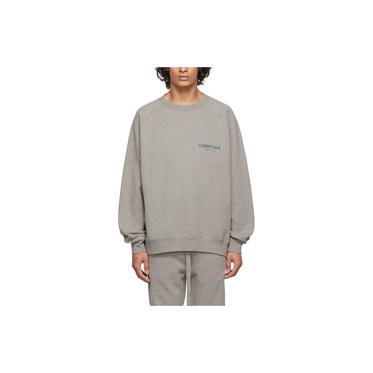 Fear of God Essentials Fleece Crewneck Sweatshirt FW21 Unisex Tops Dark-Heather-Oatmeal FOG-FW21-369