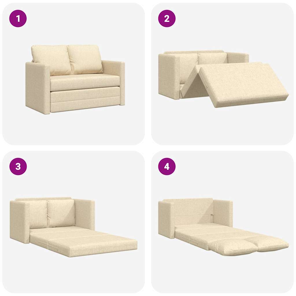 Floor Sofa with Sleeping Function Cream 112x174x55 Cm Fabric