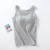Women's Cotton Vest with Bra Pads, Wide Straps, Slim Fit Sleeveless Top, Large Size