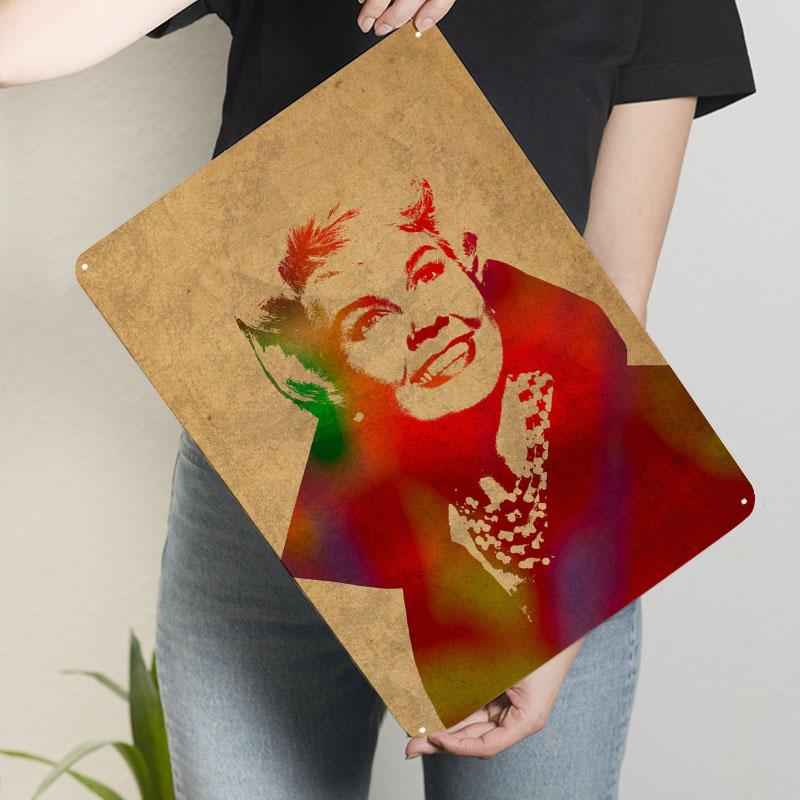 Doris Day Watercolor Portrait Poster Rock Singer Metal Signs Room Decorations Customizable Rap Tin Sign for Home Room Wall Art