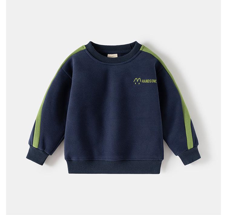 Boys Korean Style 2025 Sports Velvet Hoodie and Trousers Set