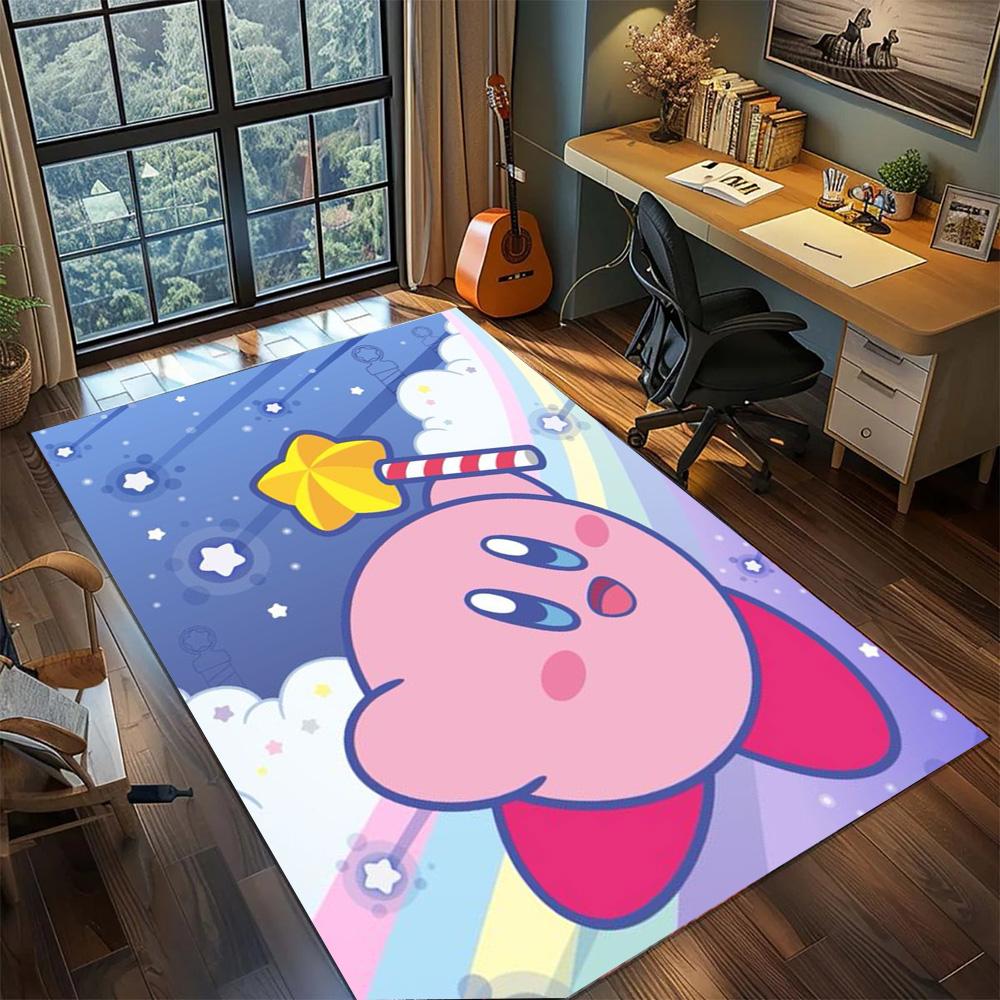 

Kirby Non Slip Washable Floor Mat Decor, Large Area Rug Carpet Ideal for Bedroom & Gamer Room Home.-TING 60x90cm