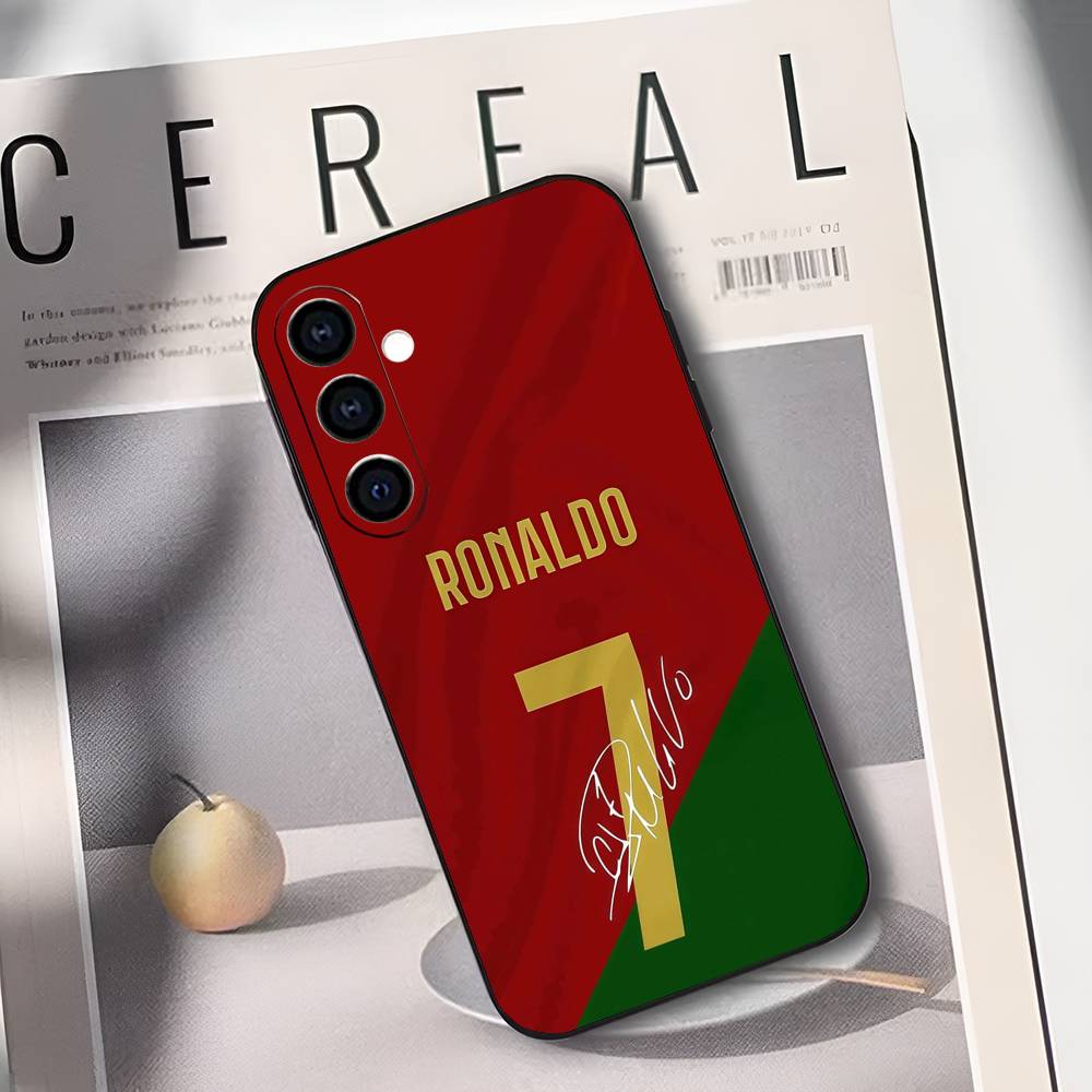 C-CR7 Football Ronaldo Phone Case For Samsung Galaxy A73,A72,A71,A70,A53,A52,A51,Soft Silicone Black Cover