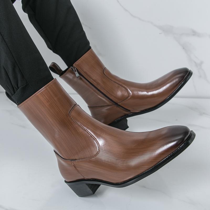 Classic Comfy Ankle Boots Botas Men's Casual Leather Chelsea Boots New Design High Top Shoes Pointed Toe Business Shoes