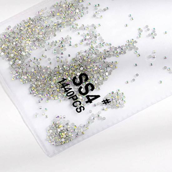 1440Pcs Manicure Decoration DIY Easy To Apply Glass Nail Transparent Flat Bottom Rhinestones for Phone Case