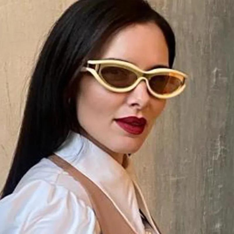 Small Frame Cat Eye Sunglasses Versatile Y2K  Avant-garde UV Resistant Sunglasses Elliptical Protective Goggles