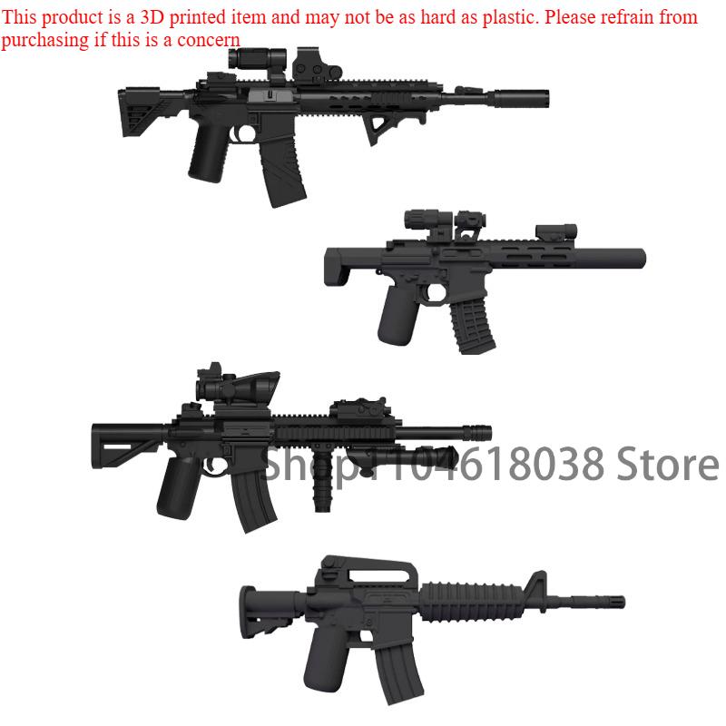 Military Soldiers Figures Weapons Building Blocks Accessories Two-color Guns Assault Sniper Rifles M16 M4 Model Bricks Toy Gift