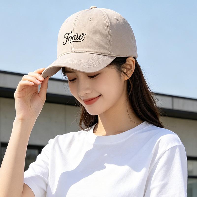 Fashion Hat Women's Baseball Cap New Korean Embroidered Versatile Baseball Cap Face-Flattering Small and Large Brimmed Sunshade Sun Hat