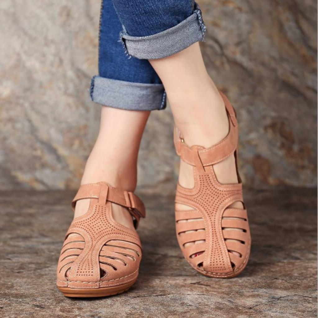 Ladies' Casual Wedge Sandals | Round Toe Hollow Design | Middle Heel, Breathable and Comfortable | All Season | Durable Sole | Shoes, Lace Up Sandals