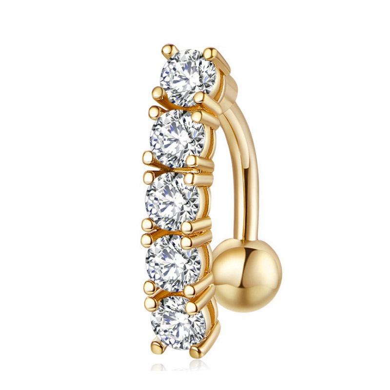 Stilvoller Edelstahl Bauchnabelring mit Zirkonia Einlage Großhandel Piercingschmuck