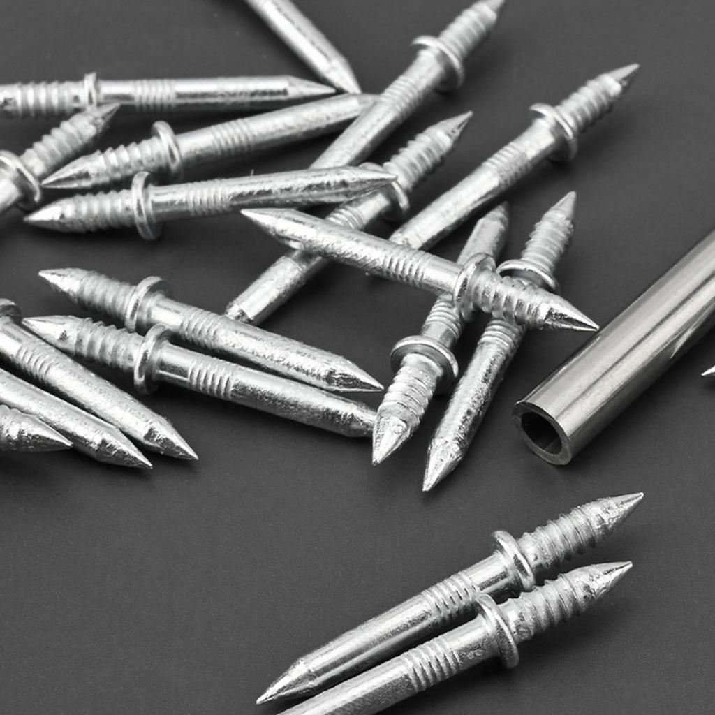 Double Headed Skirting Nails 100 Pieces Skirting Thread Screws Set Seamless Baseboard Installation Nails with Sleeve Tools