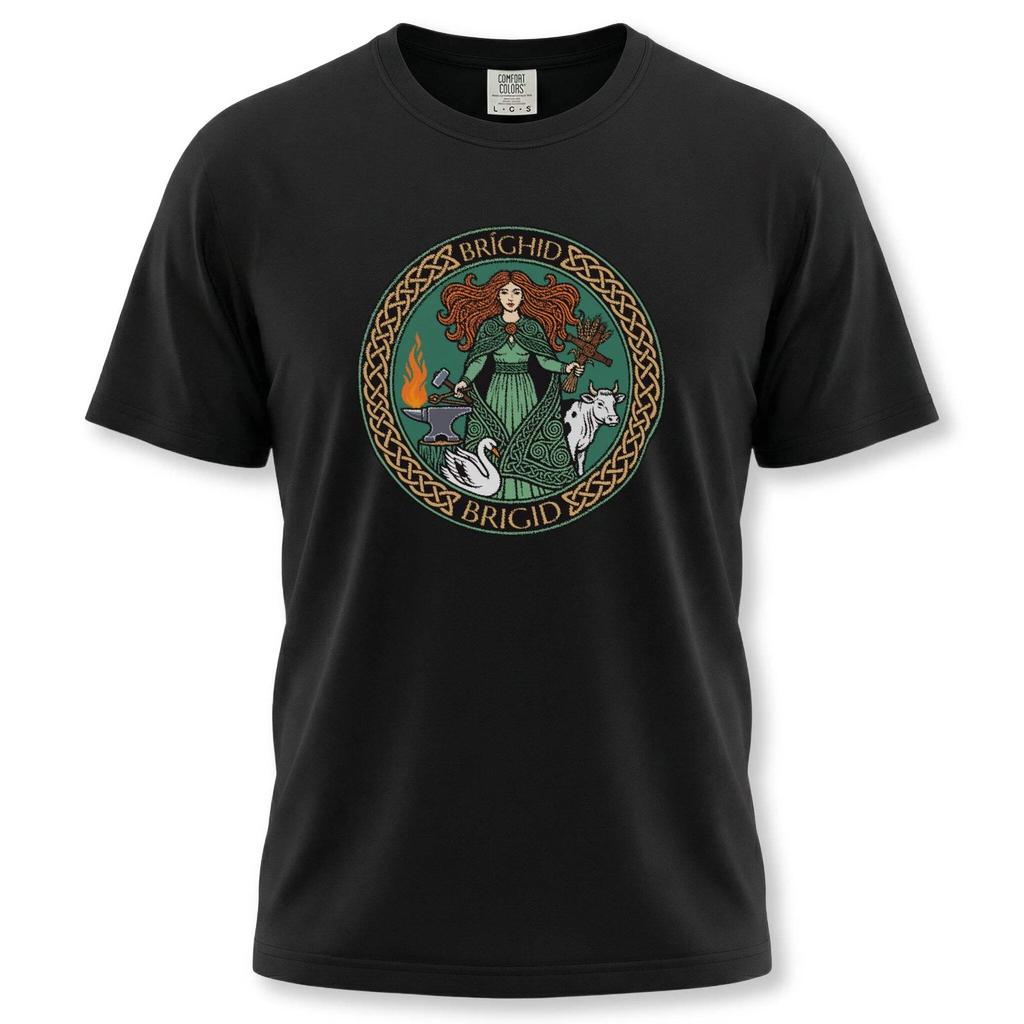 Brighid Celtic Goddess T-Shirt | Irish Mythology Fire Forge Swan Cow Tee