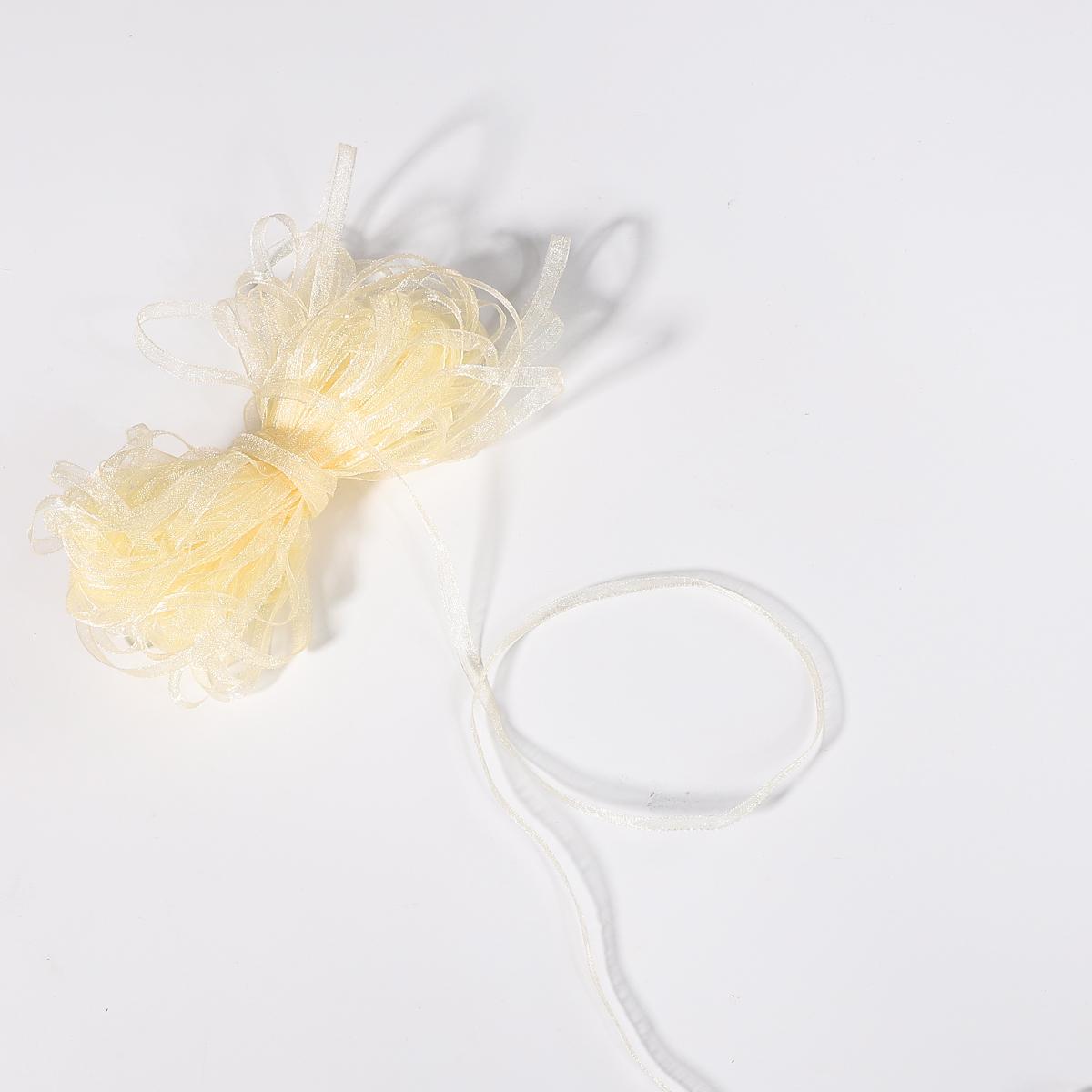 

20 ярдів/рулон різдвяні стрічки для подарункової упаковки з органзи 3 мм слонова кістка