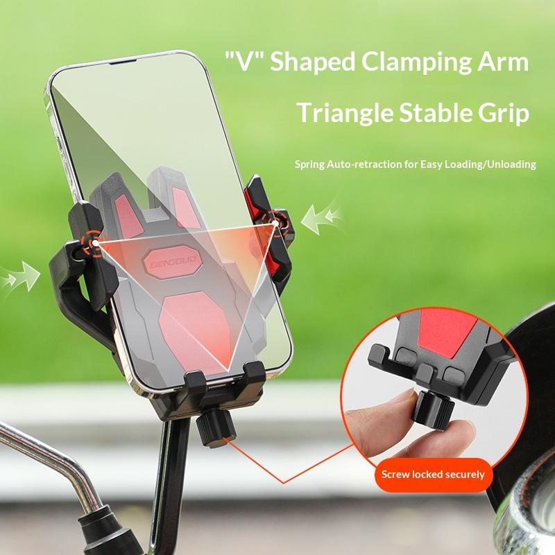 BENGGUO BG-1121 Bicycle Motorcycle Phone Holder 360-Degree Rotating Phone Mount for 55-95mm Devices Navigation Holder