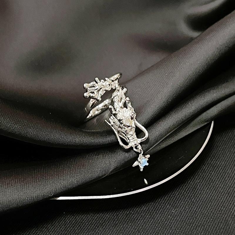 Caibao Medieval Ring Women'S Niche High-End Light Luxury Retro Open Ring Set Jewelry