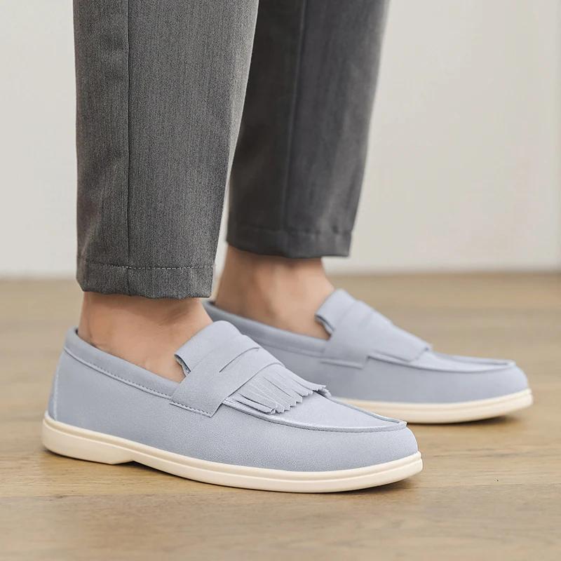 High Quality Business Dress Shoes Suede Leather Soft Sole Casual Men Shoes Designer Slip on Loafers Shoes for Men Zapatos Hombre