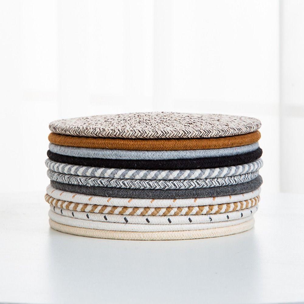 4Pcs Large Table Placemats Set 18-33cm Woven Pot Holders Modern Hot Pads  Home Decor
