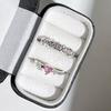 Sweet pink diamond love cross white temperament open ring women's peach heart thorn simple light luxury high sense ring