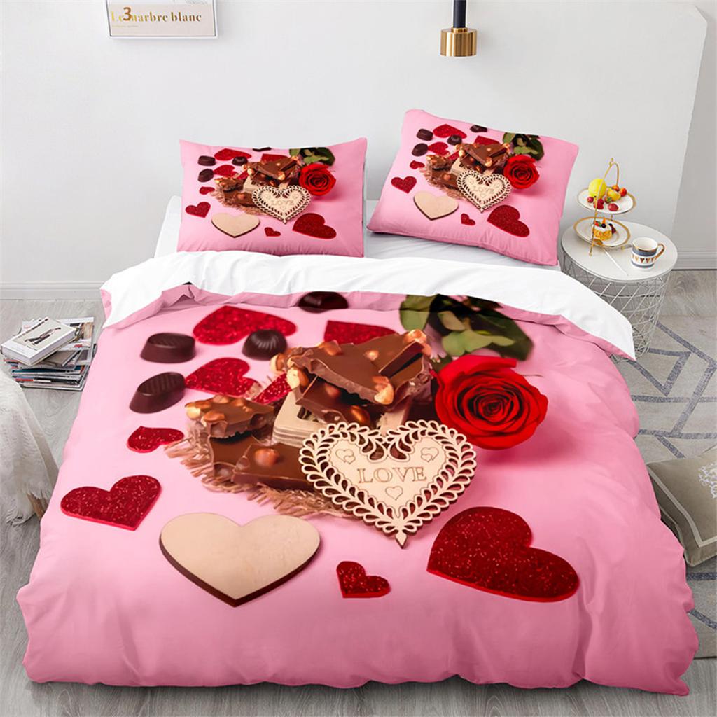 Romantic Rose Floral Duvet Cover Microfiber Quilt Cover for Girls Adults Teens Wedding Valentine's Day Bedroom Decorations Queen
