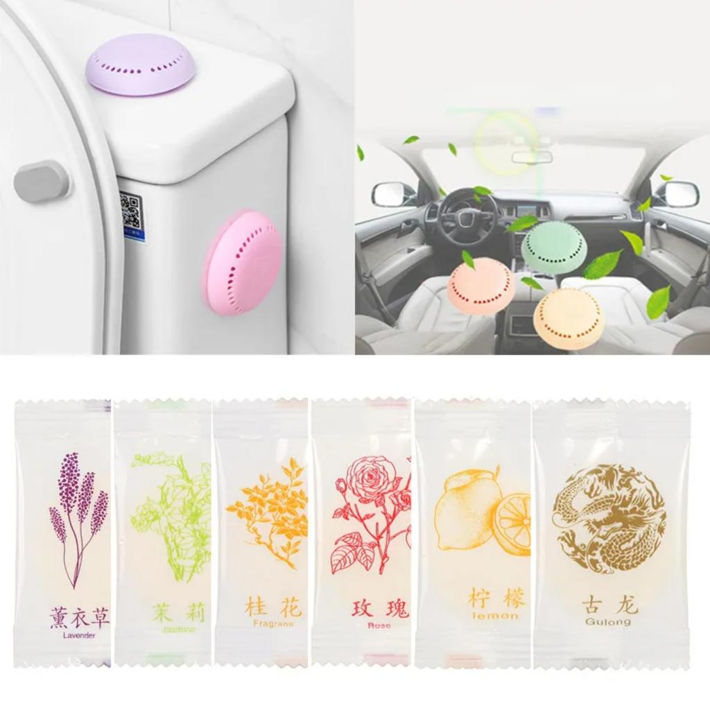HOMZY 10pcs Toilet Air Deodorant Solid Round Fisher Aromatherapy Fragrance Lasting Deodorization Toilet Bedroom Wardrobe Car Home