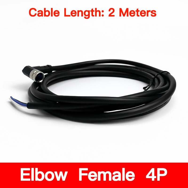 2Meters M8 Sensor Connector Male & Female, 3/4/5/6/8 Pin Waterproof Cable Plug, Integrated Injection Molding for Industrial Use