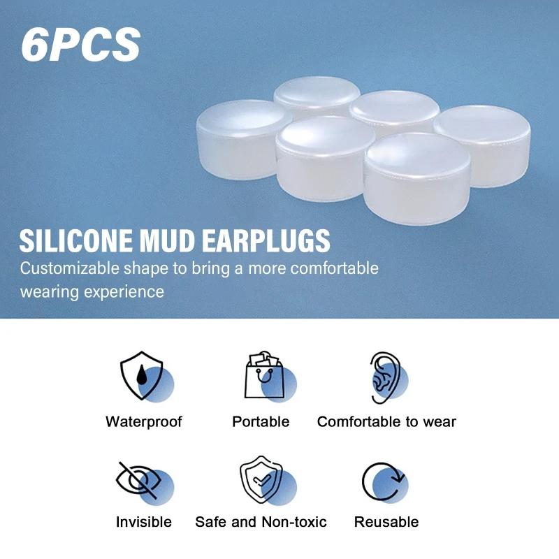 6Pcs Silicone Ear Plugs Sleep Anti-Noise Snoring Earplugs Noise Cancelling for Sleeping Noise Reduction Protect Hearing Travel