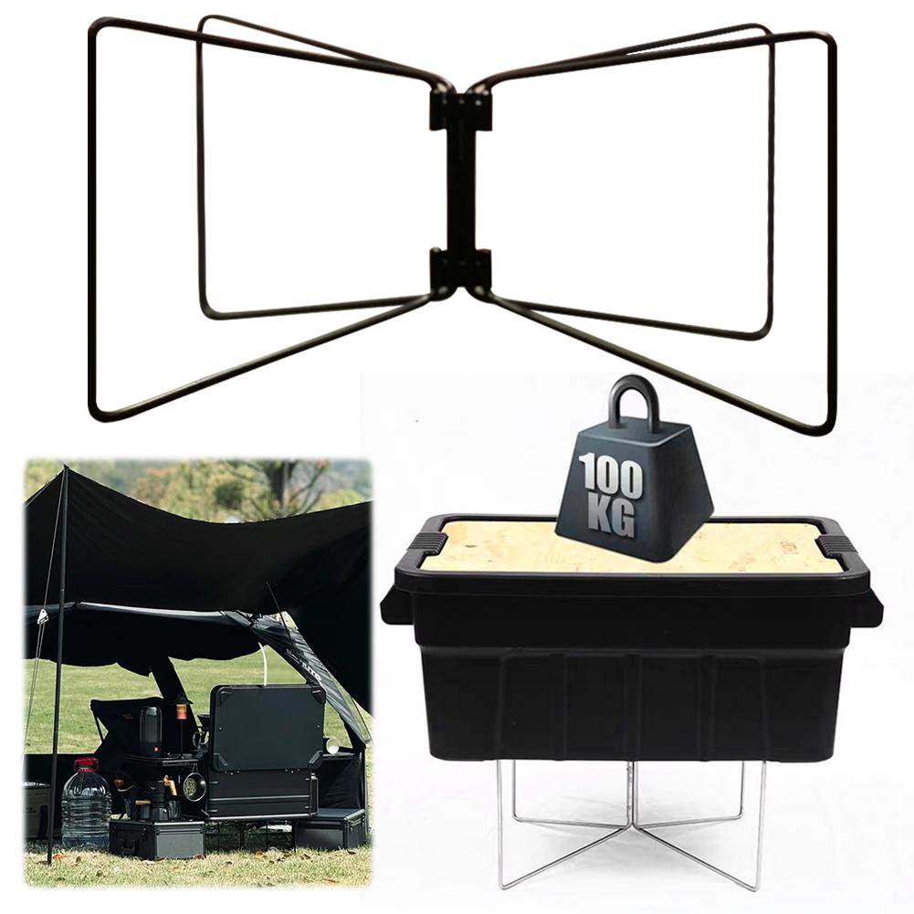 Organizer Box Folding Stand Portable Iron Storage Box Bracket Outdoor Storage Boxes Shelves for Outdoor Picnic Fishing