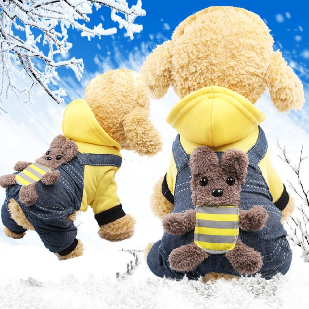 Pet dog dog clothes cat autumn and winter four-legged cotton-padded coat