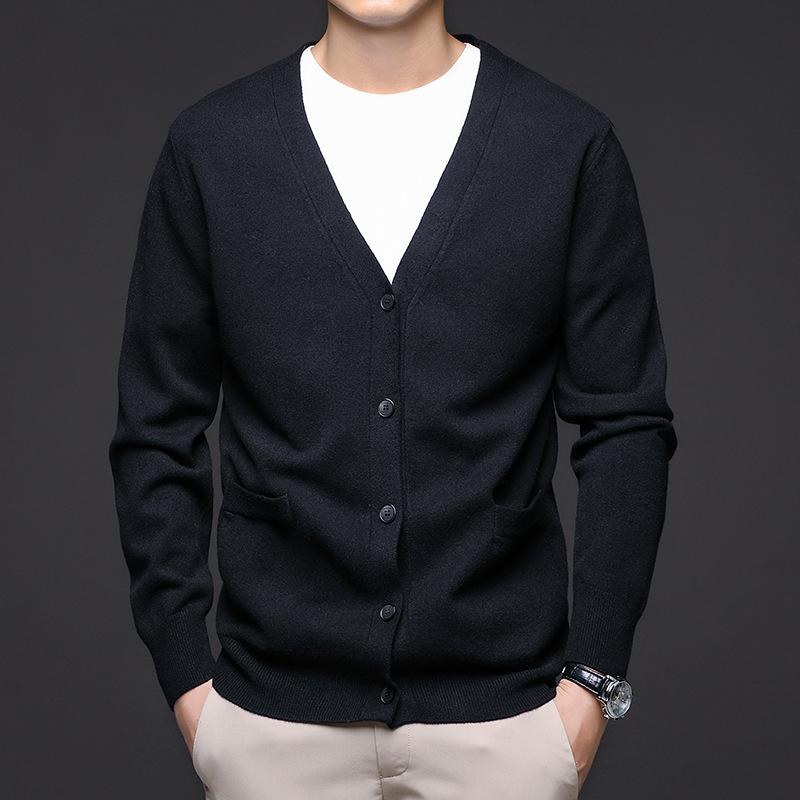 Men’s Slim Fit V-Neck Button-Up Knit Cardigan
