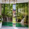 2 ks Závěsy s potiskem lesního vodopádu, Navrženo pro filtrování světla, Kvalitní materiál, Ideální pro domov inspirovaný přírodou Wi
