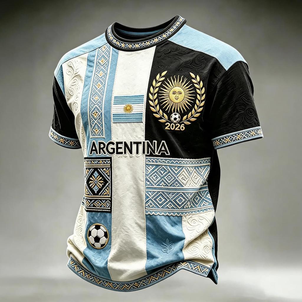 Men's Neck Short Sleeve Soccer Fan T-Shirt for Day