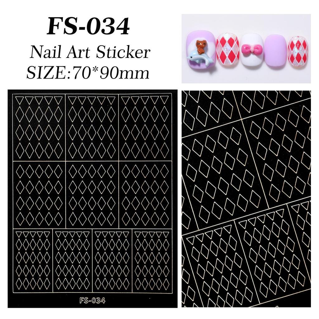 Rhombus Plaid Fish Scale Nail Art Stencil Stickers - Versatile DIY Hollow Template