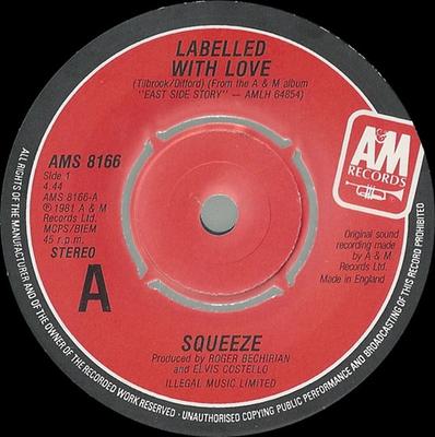 7-inch Plaat SQUEEZE - Gelabeld Met Liefde AMS8166 A&M Records 1981 VK Rock Gebruikt