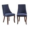 Rayon Cloth Flocking Linen Dining Chairs Channel Kitchen Dinner Chair Comfy Fabric Upholstered Accent Chair for Dining Room with Curved Solid Wood