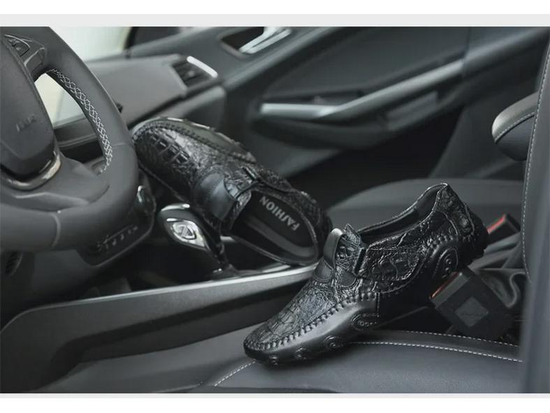 Men's Casual Leather Slip-On Driving Shoes - Breathable, Soft-Soled, All-Match Style, Large Size (Model 8899)
